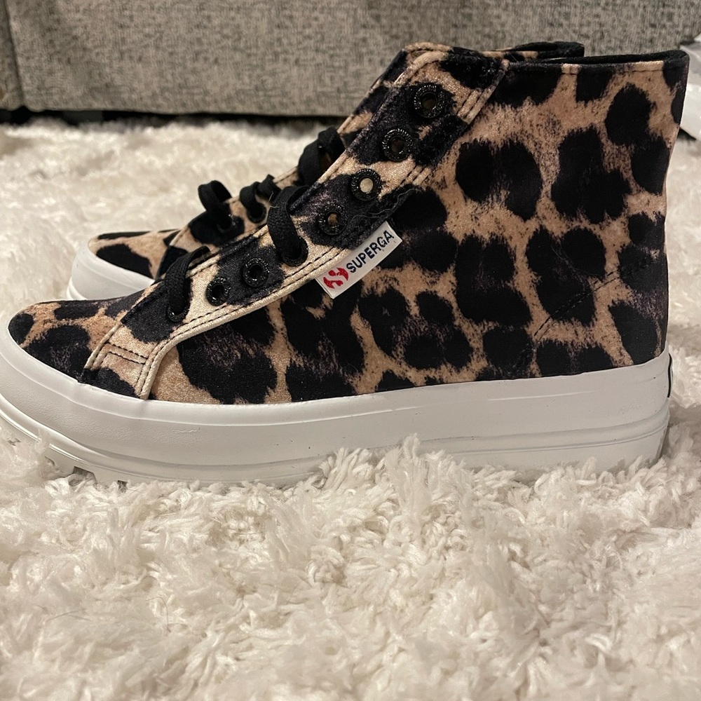 SUPERGA velvet leopard sneakers.